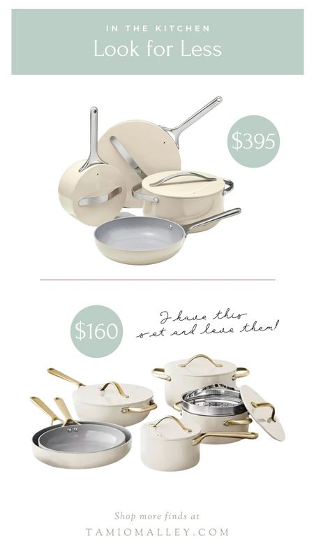 Look for less  👀The most beautiful set of pots and pans for under half the price of the leading brand! I personally have this set of pans and they have held up incredibly well—much better than our previous green pans. 

#LTKhome