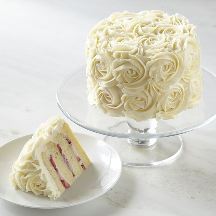 White Rose Four-Layer Fresh Strawberry Cake, Serves 8-10 | Williams-Sonoma