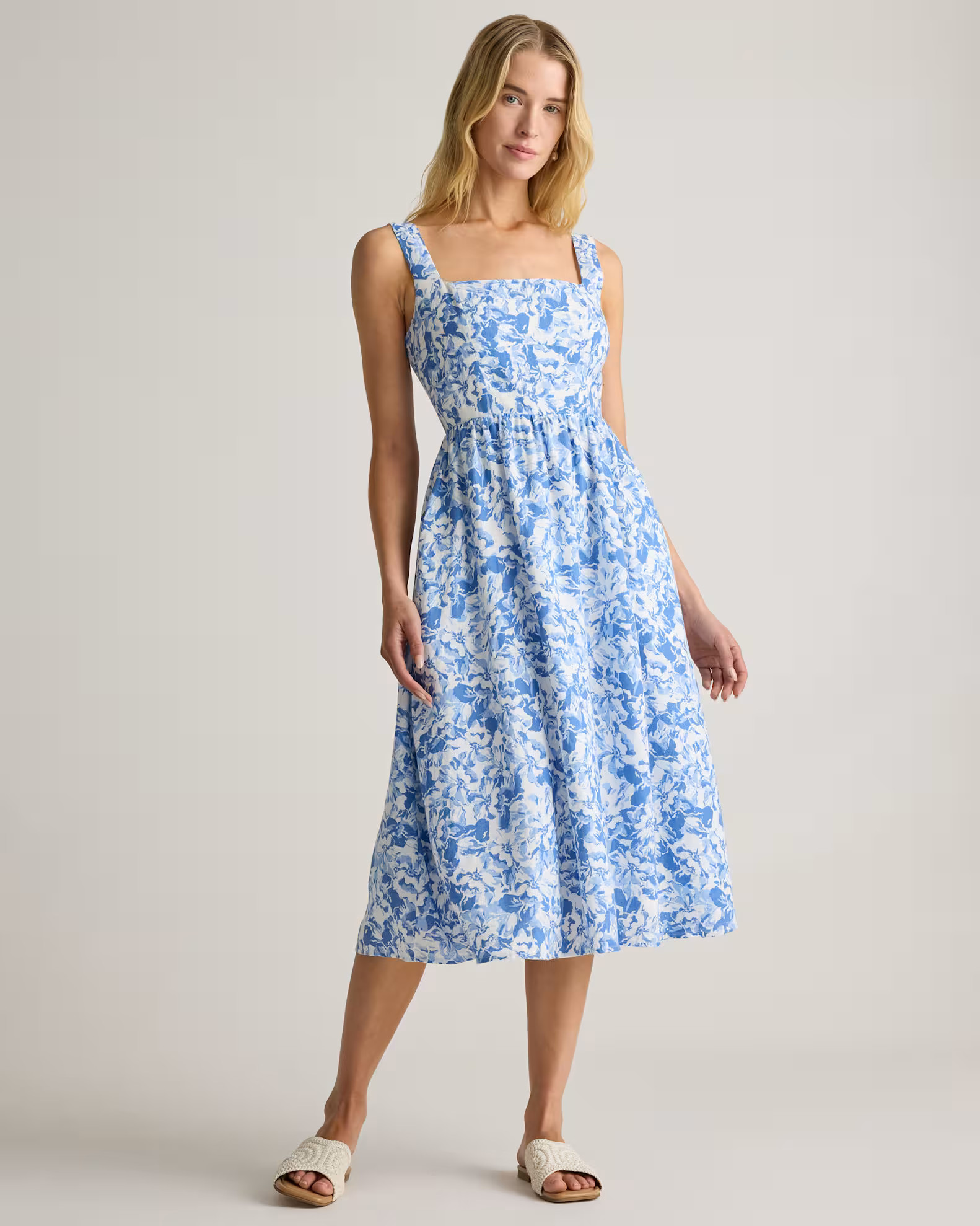 100% European Linen Fit & Flare Midi Dress | Quince