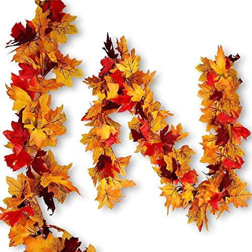 FilmHoo Fall Decorations/Decor-2 Pack Fall Thanksgiving Garland Maple Leaves Decorations for Home... | Amazon (US)