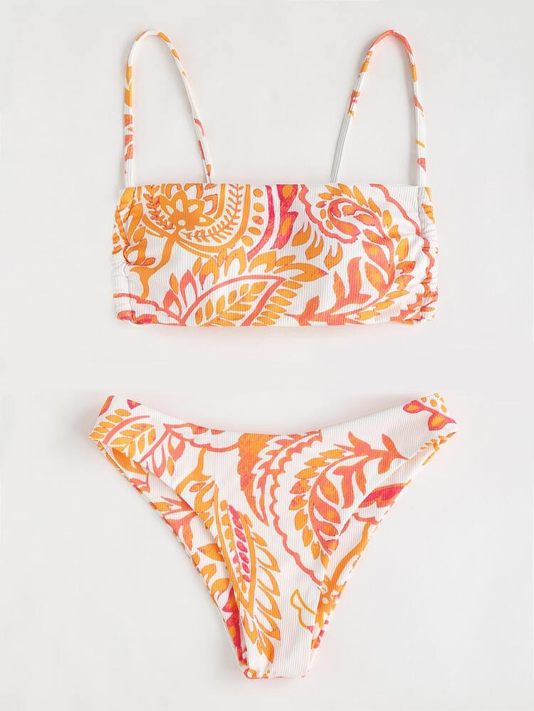 Random Plant Print Bikini Swimsuit | SHEIN