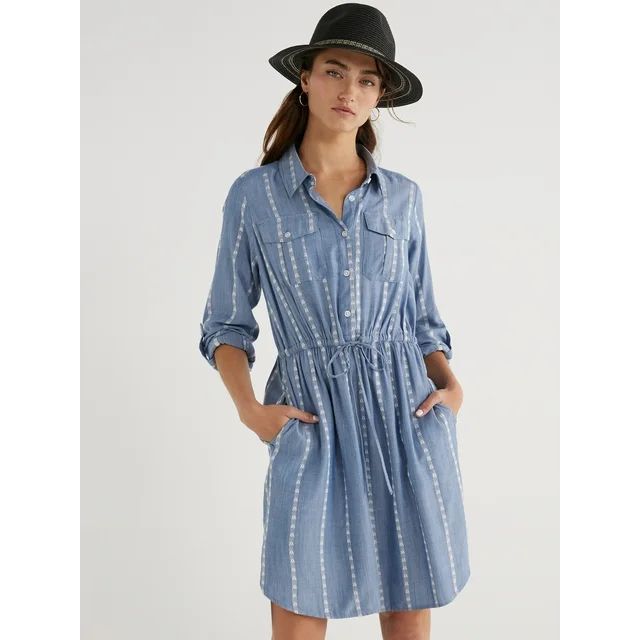 Time and Tru Women’s Utility Shirt Dress, Sizes XS-XXXL | Walmart (US)