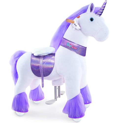 PonyCycle Ride on Unicorn Toy (with Brake/ 36" Height/Size 4 for Age 4-7) Toddler Purple Horse Ride on Toys for Kids Ride on Horse Plush Ux406 | Amazon (US)