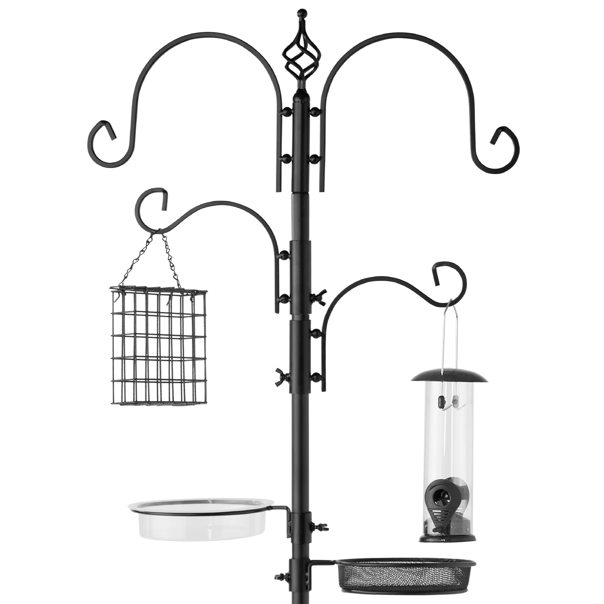 Bird Feeding Station | Steel Multi-Feeder Stand with Two Bird Feeders | Best Choice Products 