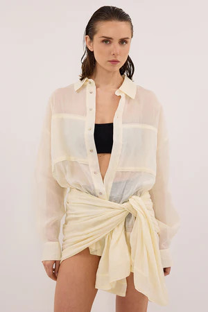 KAI STRAW OVERSIZED RAMIE LONG SLEEVE SHIRT | DISSH