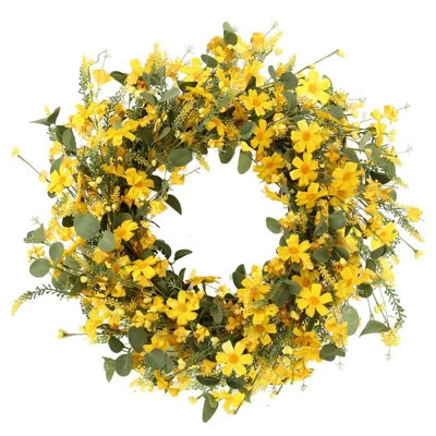 22 Inch Yellow Daisy Artificial Spring Summer Wreath for Front Door Indoor Outdoor Easter Home Decor | Wayfair North America