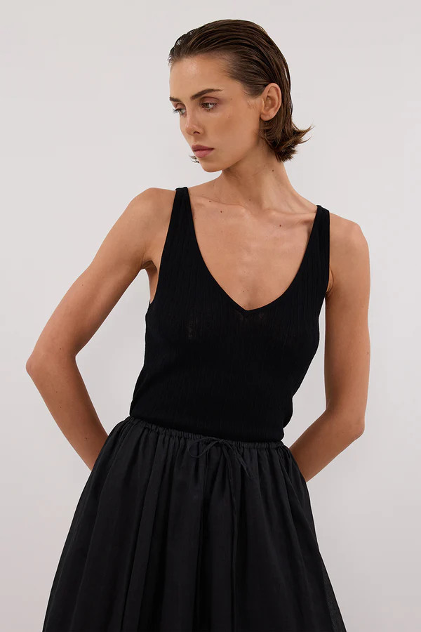 RUE  BLACK KNIT TANK | DISSH