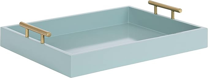 Kate and Laurel Lipton Decorative Modern Rectangular Tray, 17 x 12, Spa Blue and Gold, Chic Servi... | Amazon (US)
