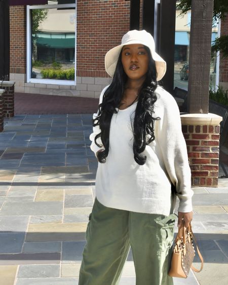 My pre-summer outfit consists of lightweight knit sweaters, cargo pants, and a bucket hat until this weather decides to feel consistently warm. 

I’ve linked similar ideas! 

#LTKSeasonal #LTKstyletip #LTKitbag