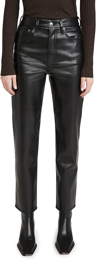 AGOLDE Women's Recycled Leather Fitted '90s Pants | Amazon (US)
