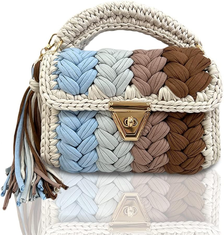 Evening Clutch Bag for Women, Handmade Crochet Wedding Party Purse, Small Flap Formal Crossbody Handbag Evening Clutch | Amazon (US)