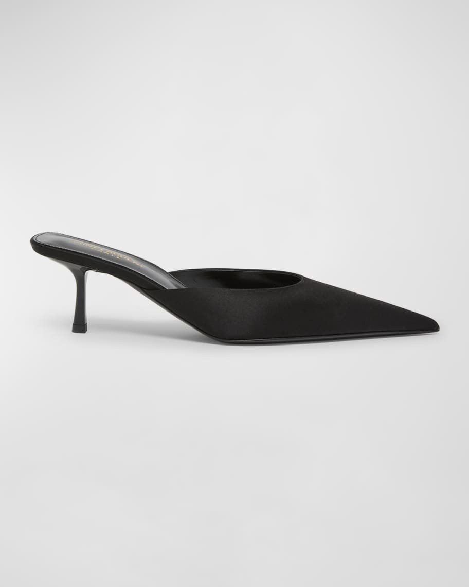 Saint Laurent Barbara Silk Mule Pumps | Neiman Marcus