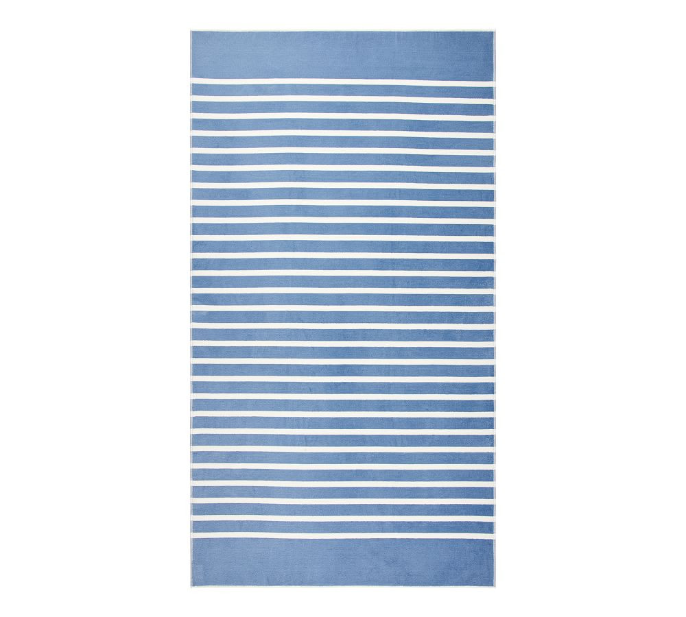 Chambray Ground/White Cabana Striped Organic Beach Towel | Pottery Barn (US)