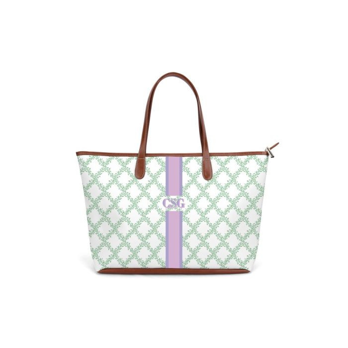 St. Anne Zippered Tote - Fenwick Fields Monogram Stripe | Barrington Gifts