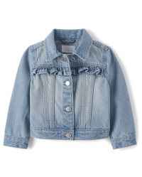 Baby And Toddler Girls Ruffle Denim Jacket - blue | The Children's Place