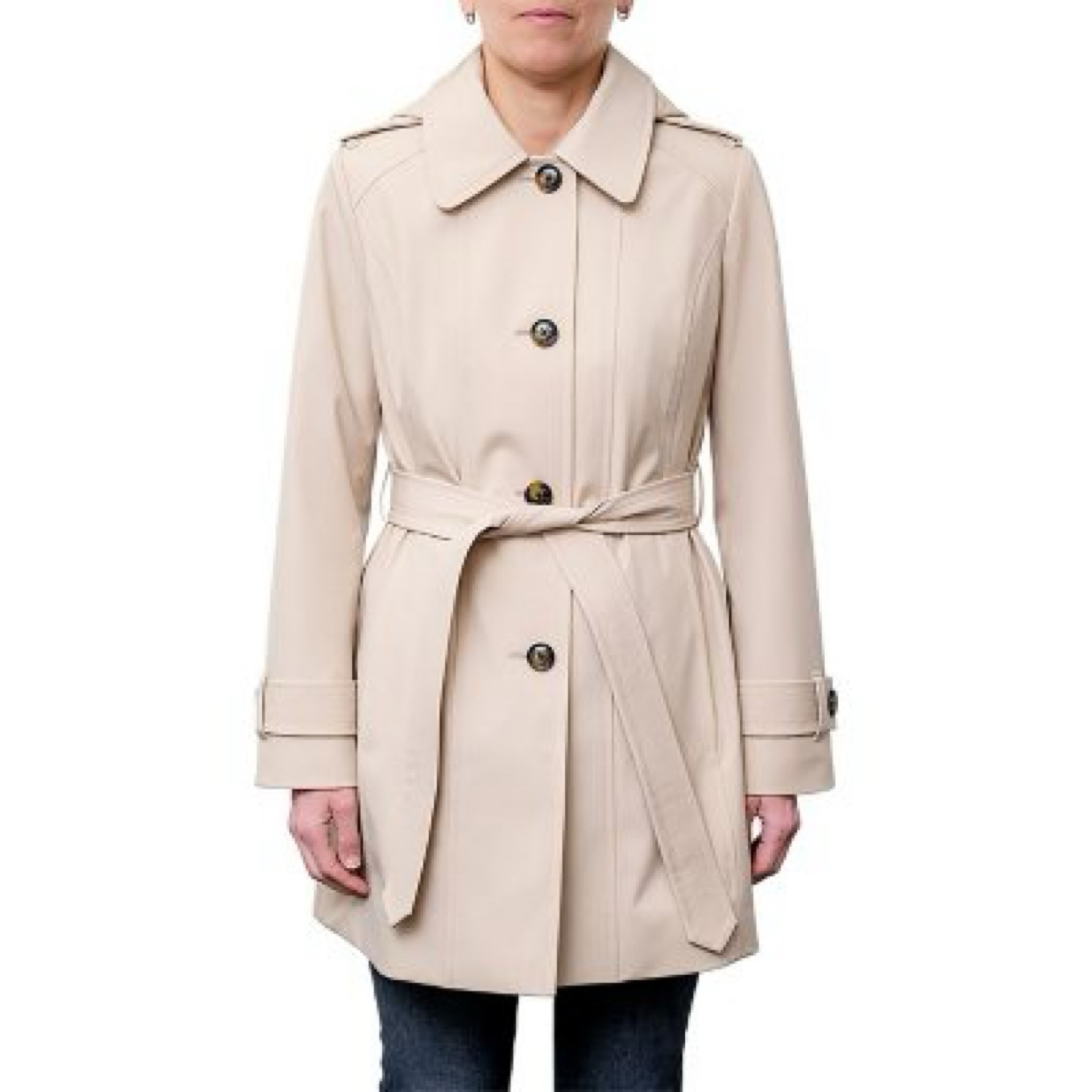 With Hood LONDON FOG Women's Single Breasted Trench Coat Long Fall