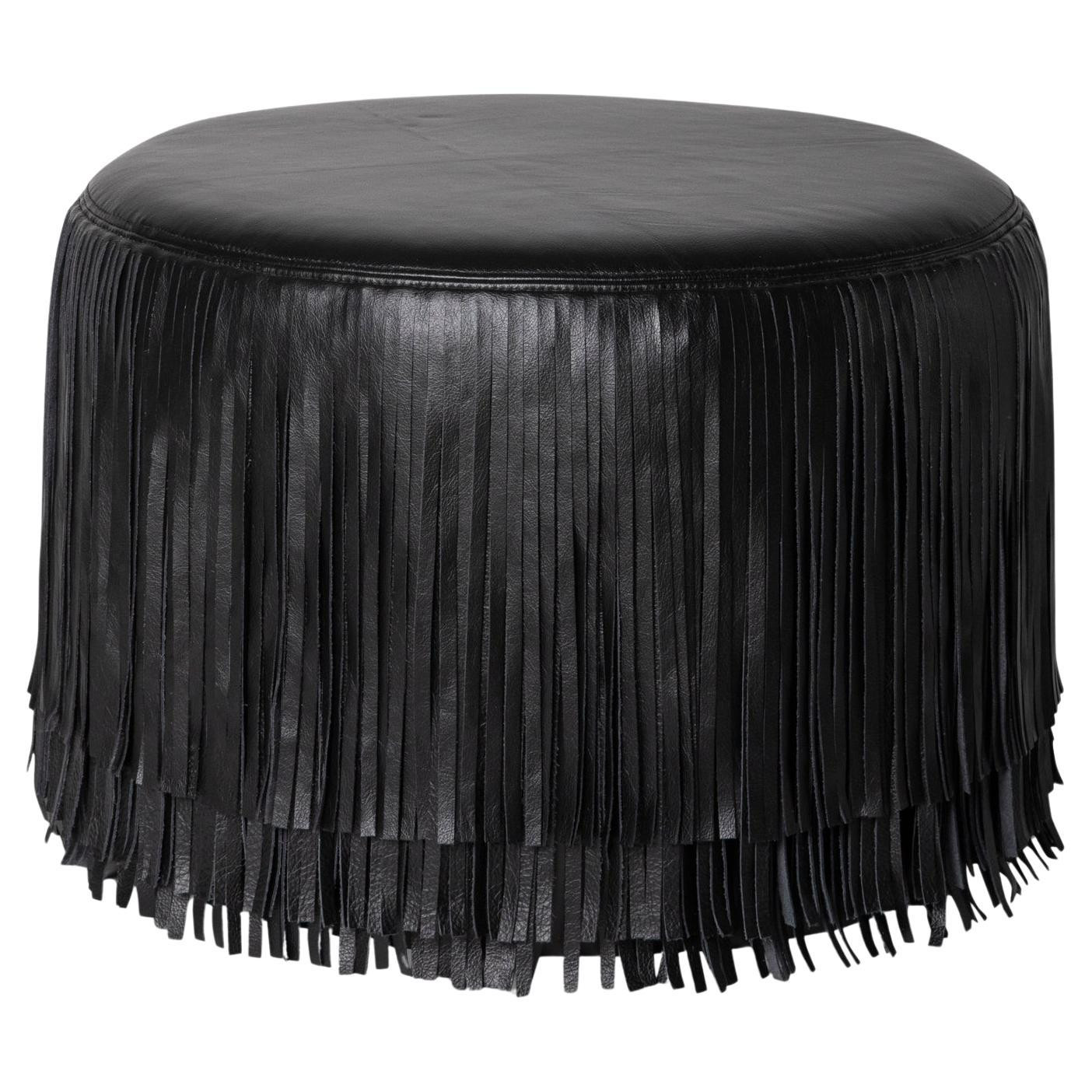Ndidi Ottoman in Black Leather | 1stDibs