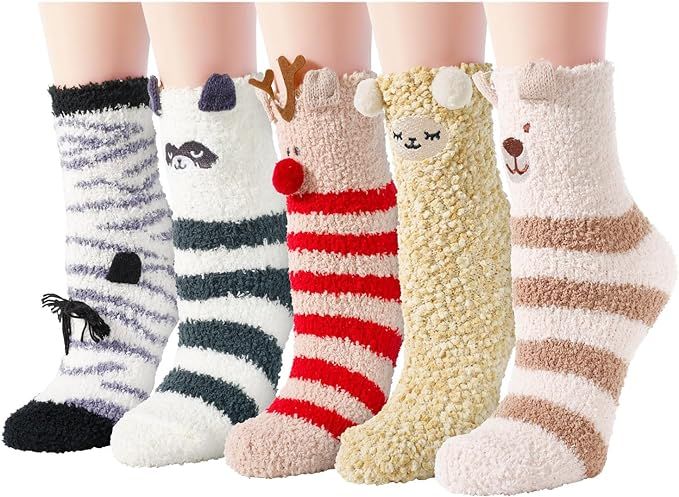 Zmart Fuzzy Socks Fluffy Socks Cozy Socks Warm Socks Comfy Socks Christmas Slipper Socks Sleeping... | Amazon (US)