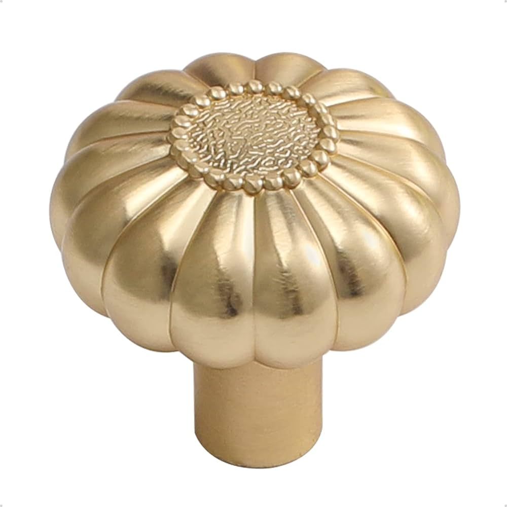 JIASENBAO Brushed Gold Cabinet Knobs Brass Drawer Pulls Kitchen Cupboard Bathroom Dresser Cabinet Ha | Amazon (US)