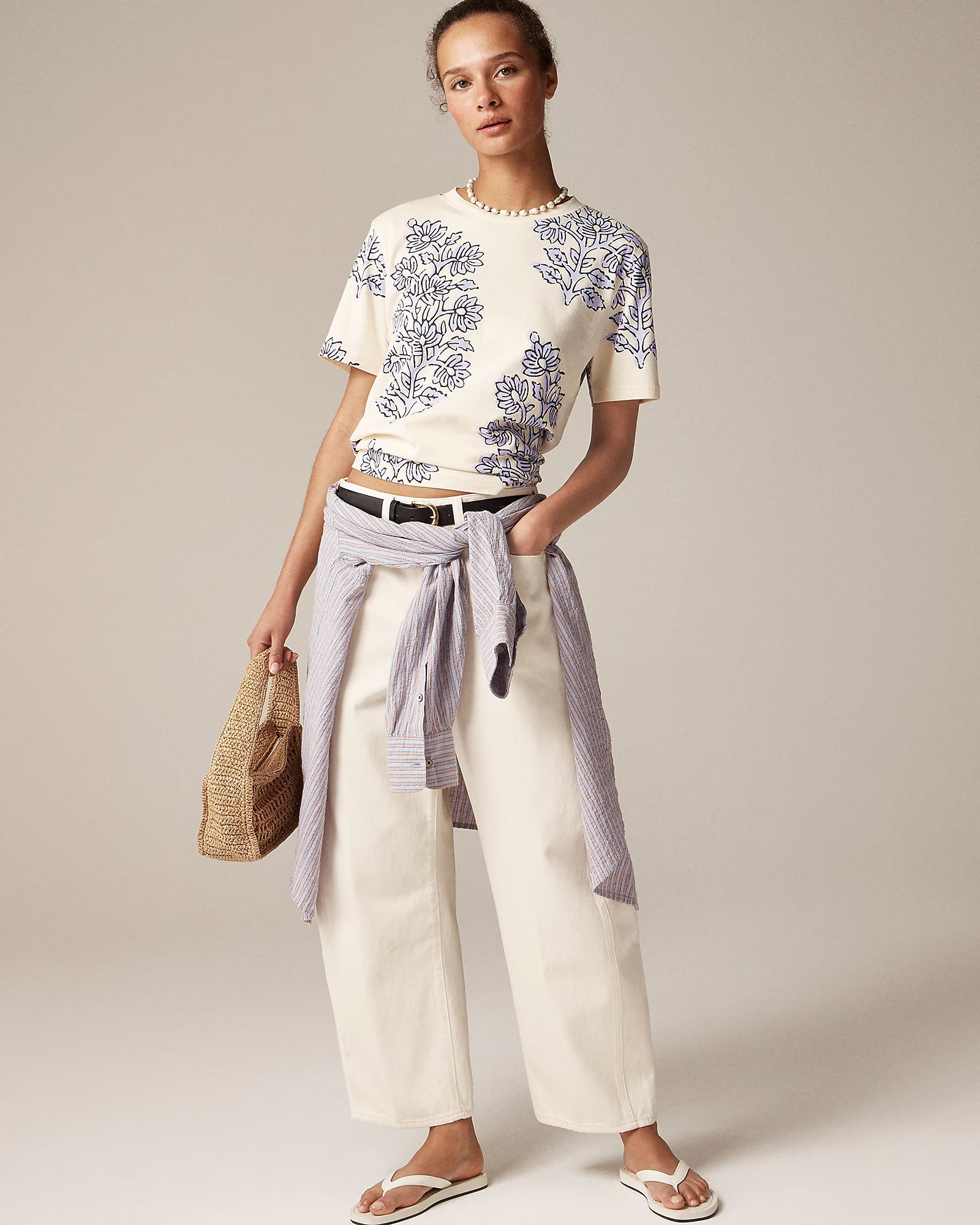 Broken-in jersey T-shirt in blooming lilac block print | J. Crew US