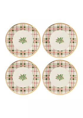 Lenox Set of 4 Holiday Plaid Accent Plates | Belk