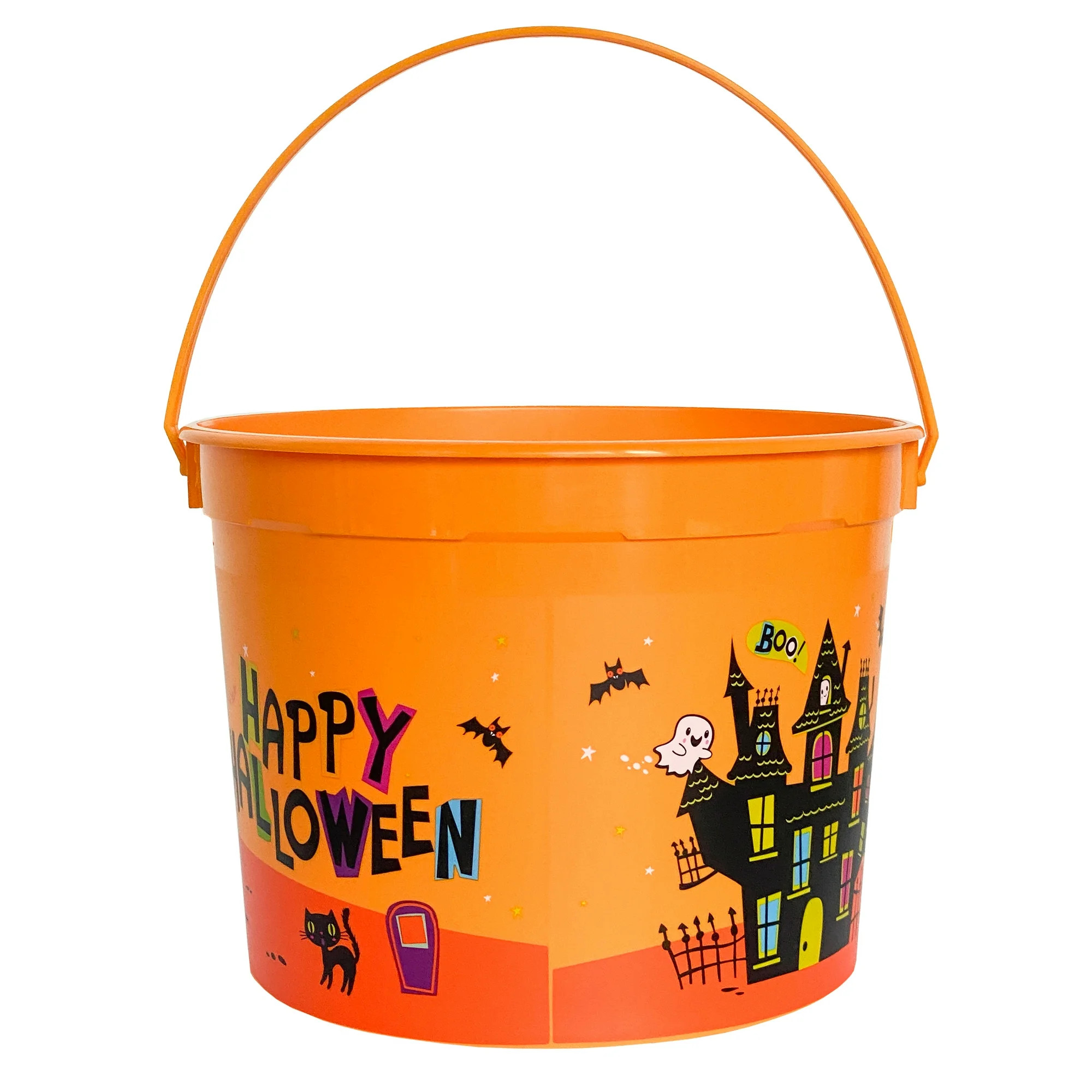 Haunted House Trick-or-Treat Bucket, Orange, 5 qt, Halloween by Way To Celebrate | Walmart (US)