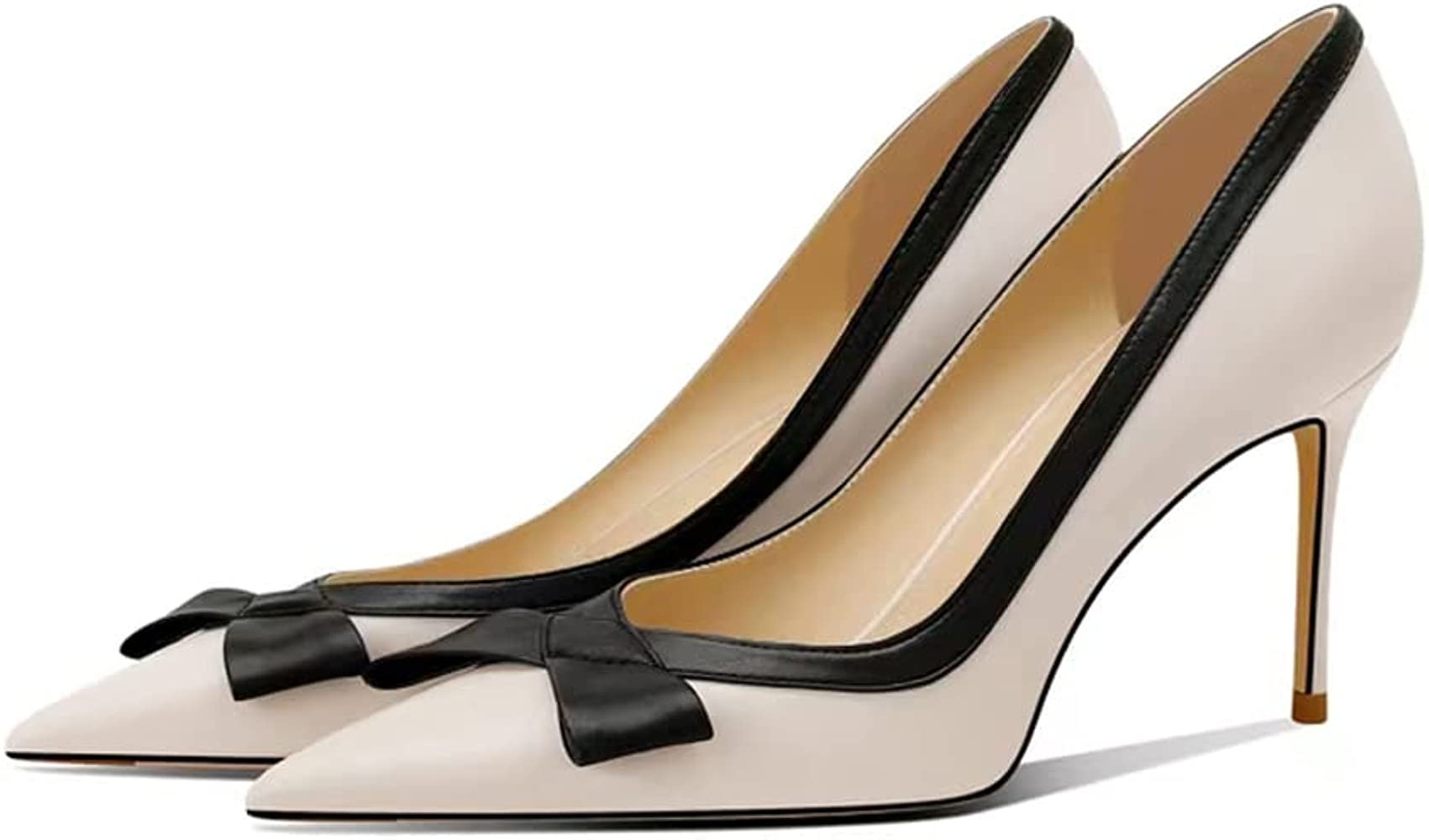 Coutgo Womens Bow Knot Pointed Toe Pumps High Heels Stiletto Slip on D’Orsay Dress Shoes | Amazon (US)