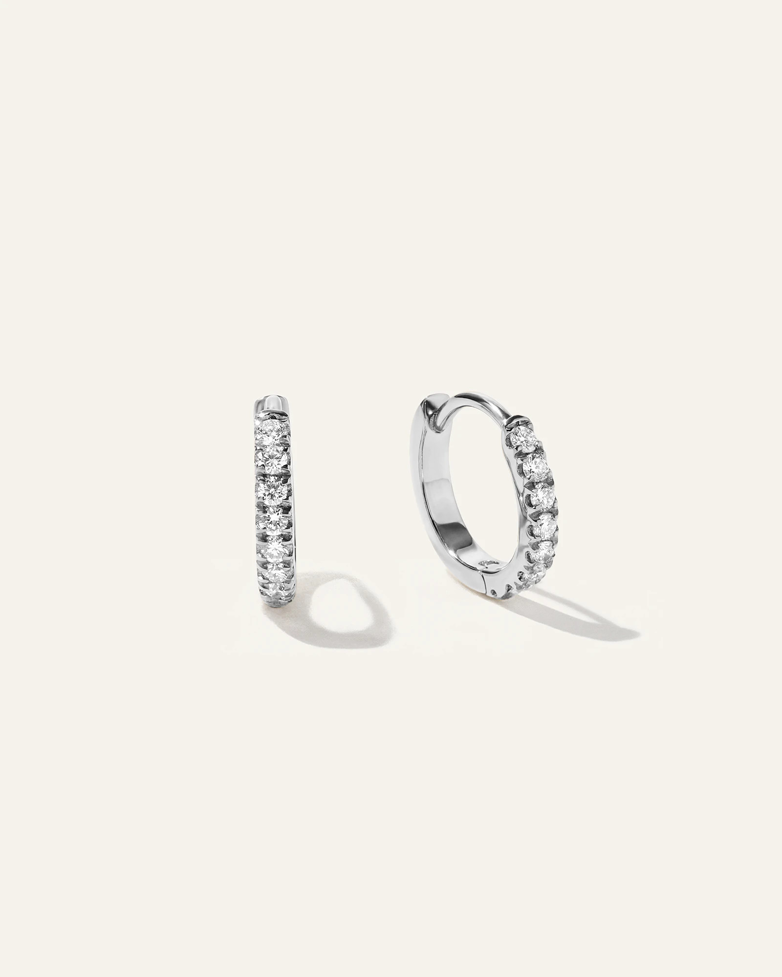 Quince | Women's 14K Gold Pave Diamond Mini Huggie in White Gold | Quince