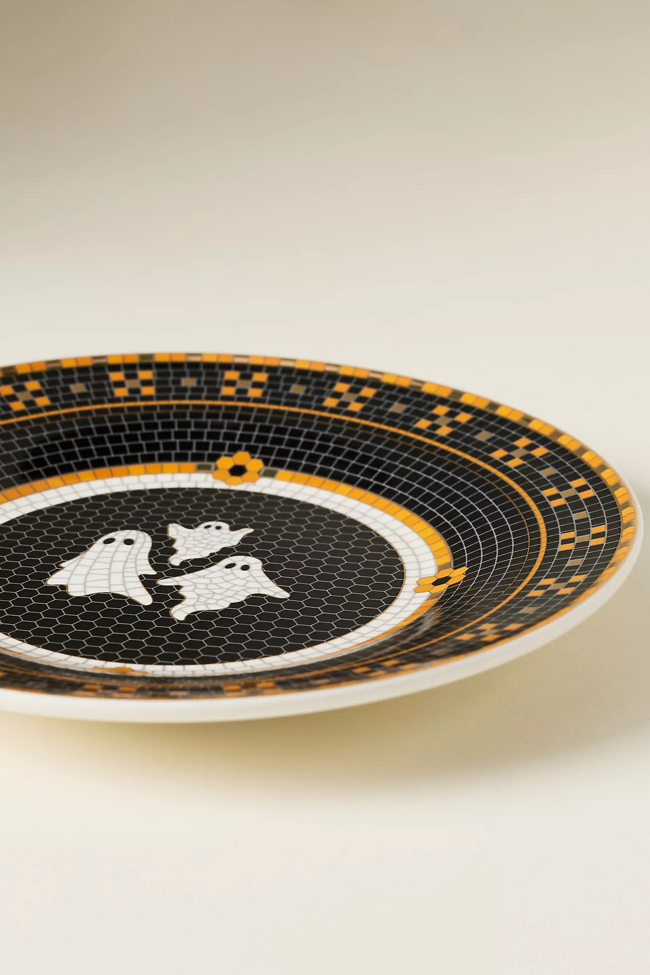 Bistro Tile Stoneware 24k Gold Accent Halloween Dessert Plate | Anthropologie (US)
