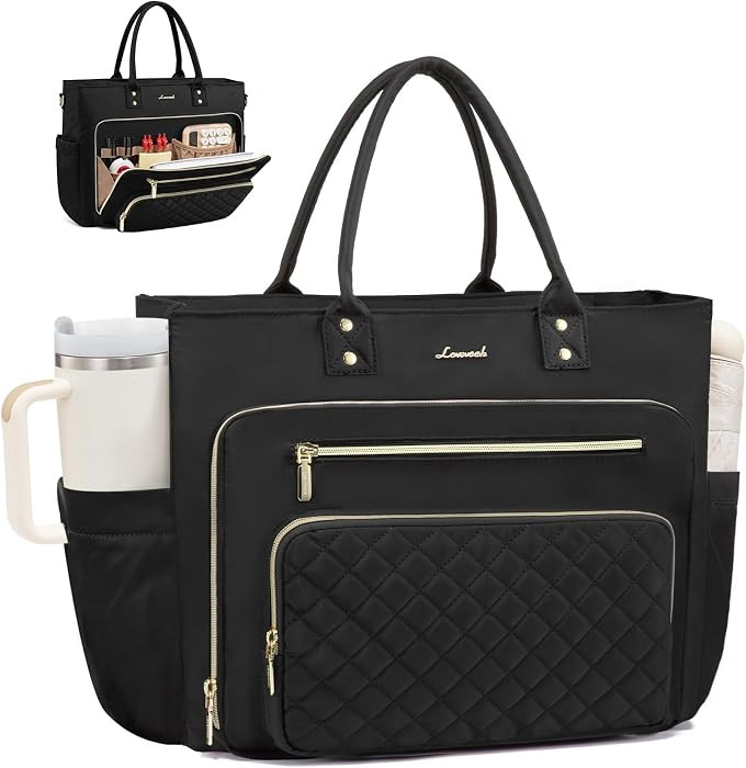 LOVEVOOK Teacher Tote Bag for Women Work, Laptop Bag Work Tote Bag Nurse Bags With Large Cup Hold... | Amazon (US)