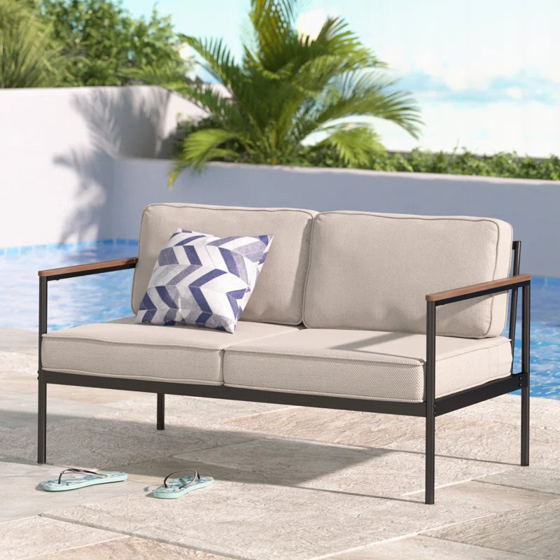 Savanah 55.2'' Wide Outdoor Loveseat with Cushions | Wayfair North America