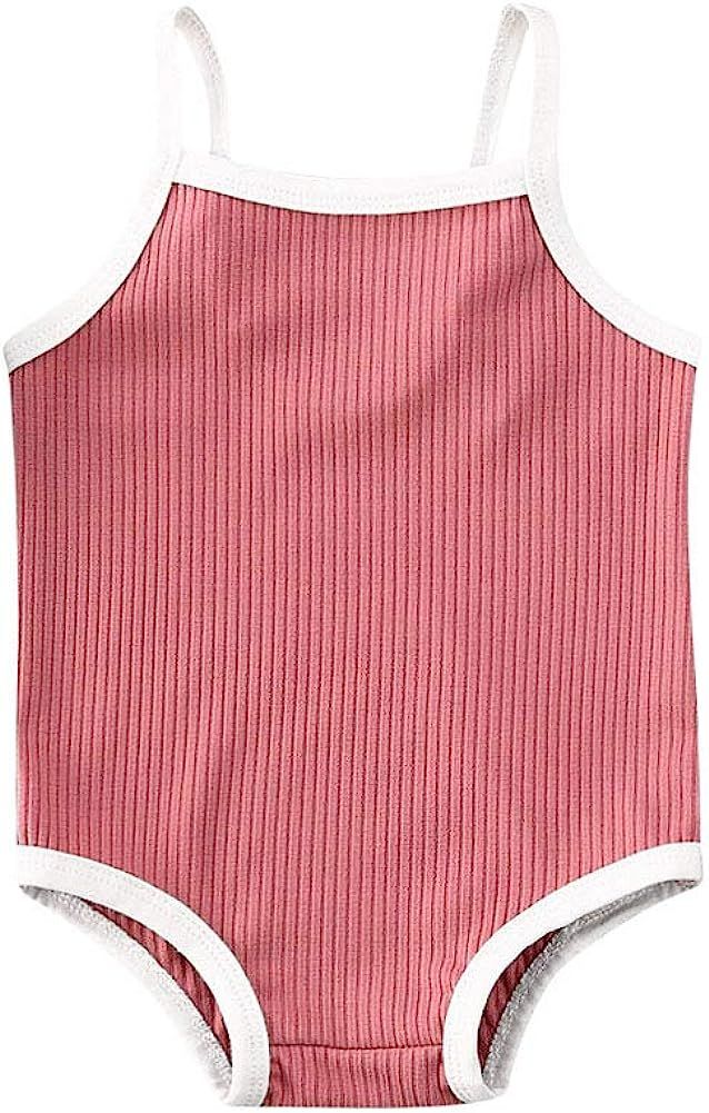 mlpeerw Newborn Toddler Baby Girl Swimsuit Kids Solid Color Sleeveless One Piece Swimming Beach W... | Amazon (US)