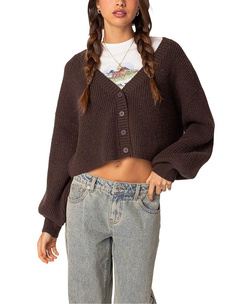 Edikted Sabrina Chunky Knit Cropped Cardigan | Bloomingdale's (US)