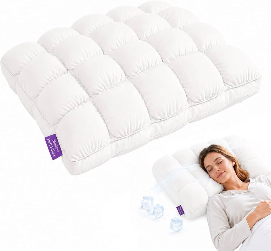 Mellow Puff Cooling Pillow for Sleeping, Fluffy Cloud Pillow with Ice-Silk Touch, Breathable Quil... | Amazon (US)