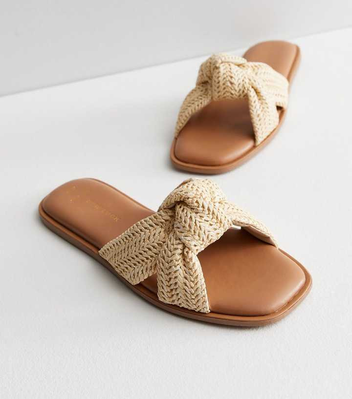Wide Fit Off White Woven Knot Sliders
						
						Add to Saved Items
						Remove from Saved Ite... | New Look (UK)