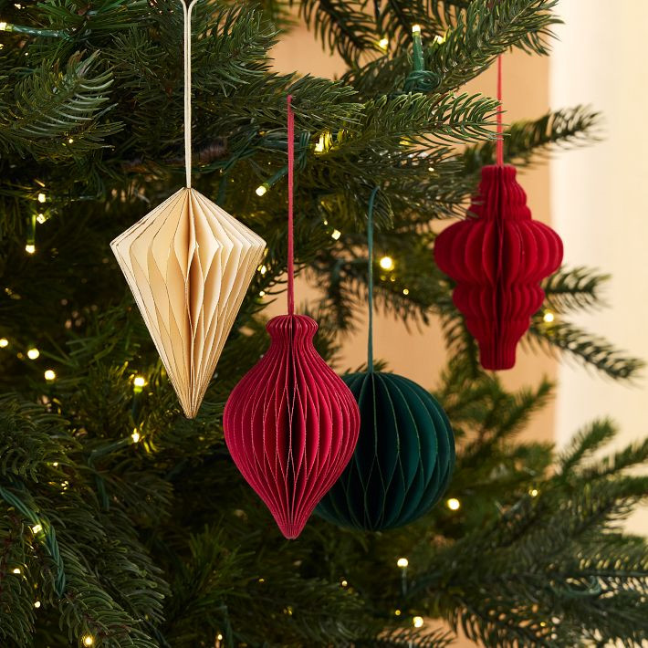 Red & Green Paper Shape Ornaments (Set of 4) | West Elm (US)