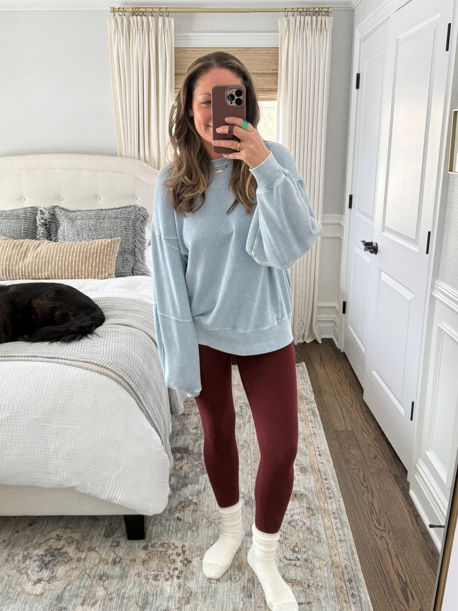 Cozy Sunday  OOTD! The sweatshirt that I can’t stop wearing (on sale!!), Amazon leggings and thermal socks. 

#LTKmomlife #LTKootd #LTKSaleAlert
