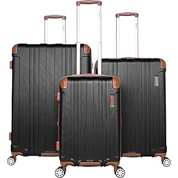 Gabbiano Bravo Collection 3 Piece Hardside Spinner Luggage Set (Black) | Amazon (US)