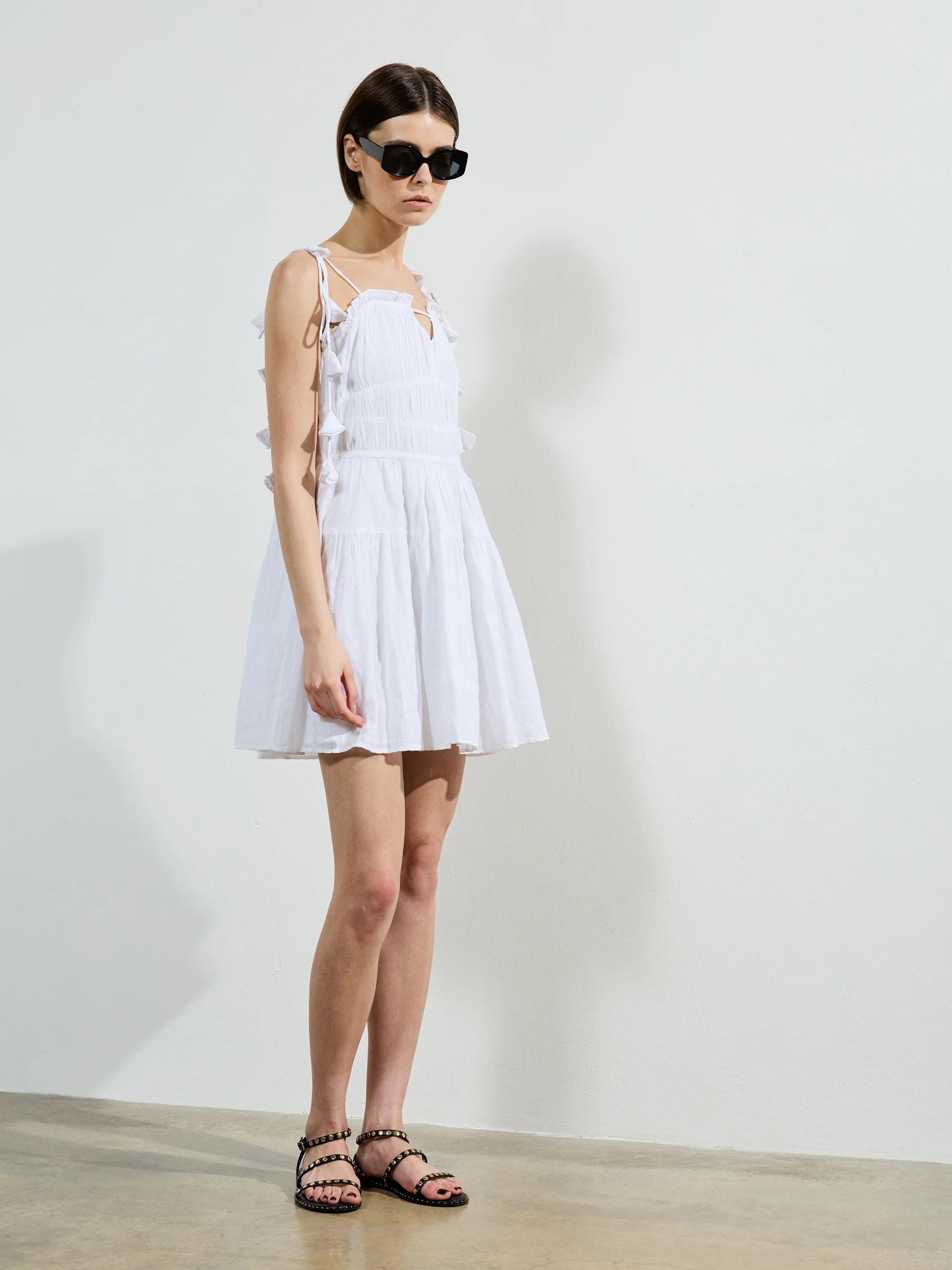 Amra Cotton Gathered Mini Dress | French Connection (UK)