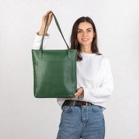 Green Leather Tote Bag For Women - Stylish & Durable Handbag Spacious Everyday Shoulder Work, Travel, Or Casual Use | Etsy (US)