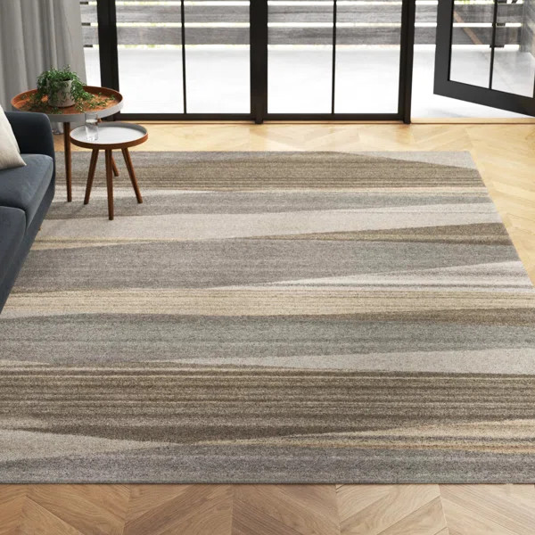 Ayeln Abstract Hand-Tufted Wool Dark Brown/Beige/Gray Rug | Wayfair North America