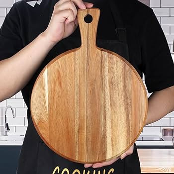 Acacia Wood Cutting Board with Handle Wooden Chopping Board Round Cutting Boards for Kitchen Deco... | Amazon (US)