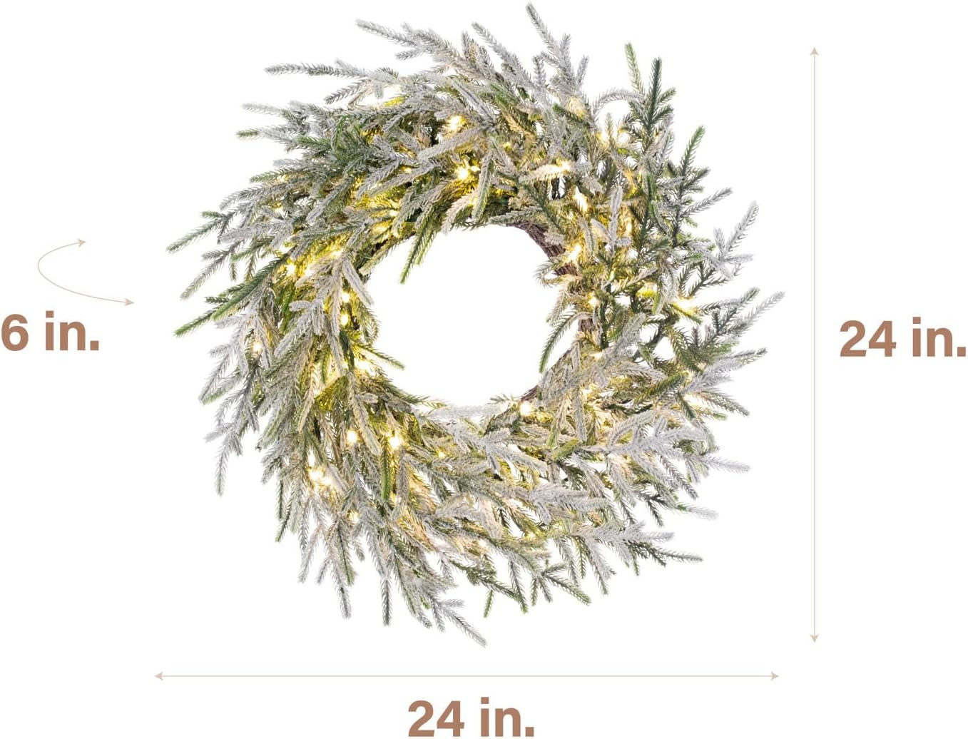 Fraser Hill Farm 24” Real Feel Artificial Wreath, Light Flocked, Realistic Winter Holiday Decor... | Amazon (US)
