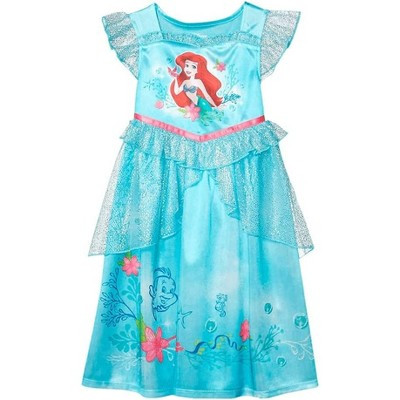 Disney The Little Mermaid Ariel Girls Aqua Nightgown Sleepwear with Shimmer Tulle – Soft Princess Pajamas for Toddlers | Target