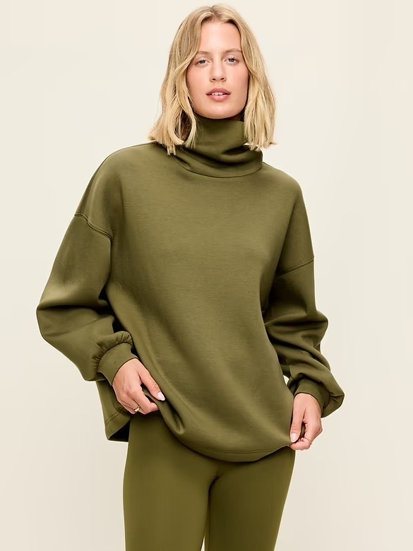 Funnel neck sweatshirt under $50! 🤍 Olive green funnel neck sweatshirt top moss green leggings matching sets activewear athletic set mom outfit

#LTKdayinmylife #LTKgrwm #LTKootd