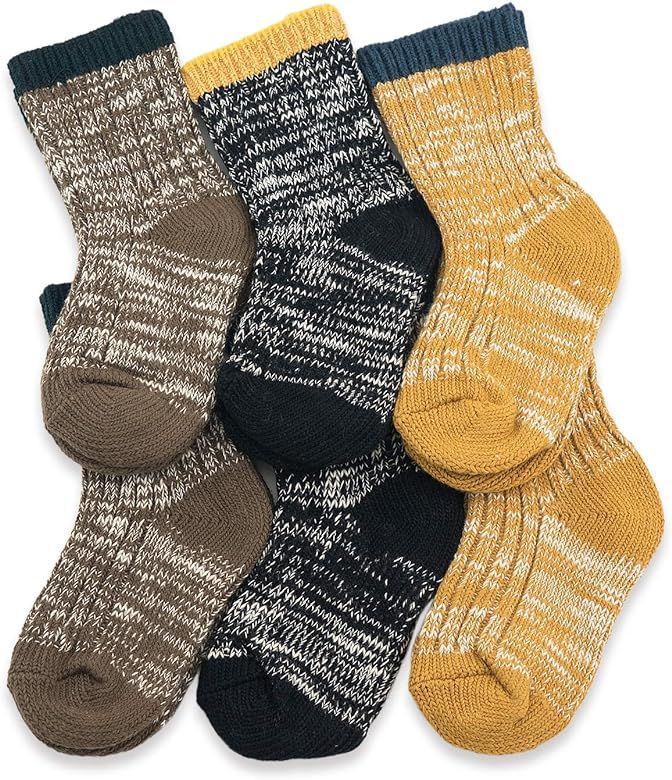 INOBAY Baby Boys Girls Socks - 6 Pairs Toddler Thick Warm Seamless Chunky Knit Cotton Socks Kid C... | Amazon (US)