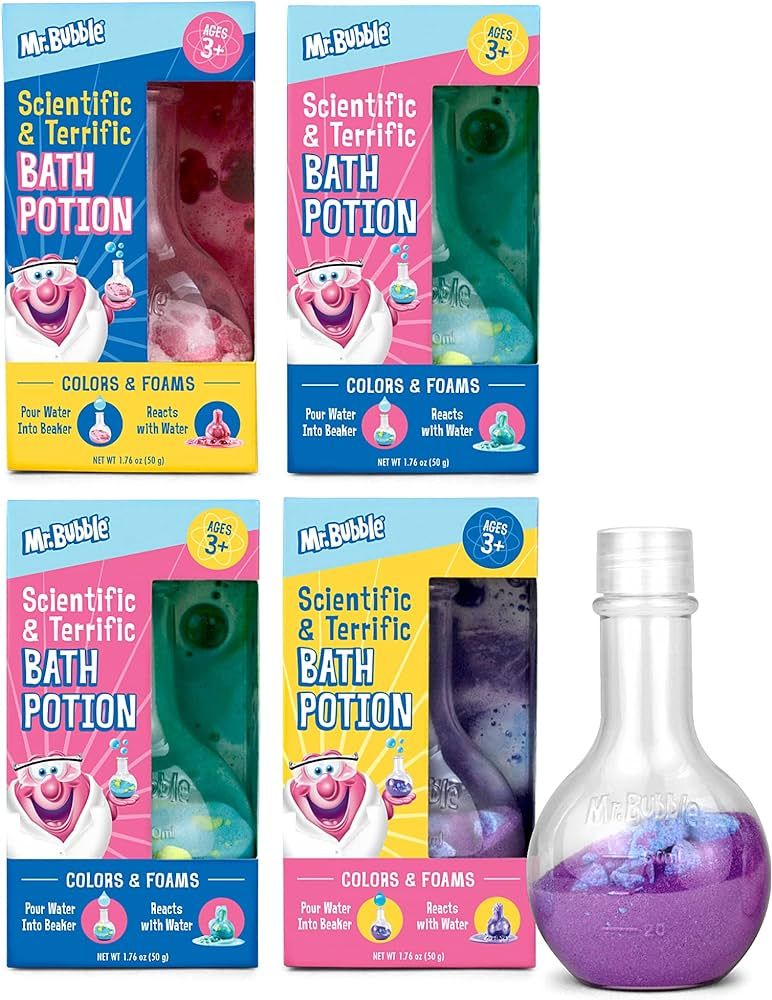 Mr. Bubble Kids Bath Bomb Potions - Colorful Fizzy Fun - Cool Foam and Bubble Science Beaker for ... | Amazon (US)