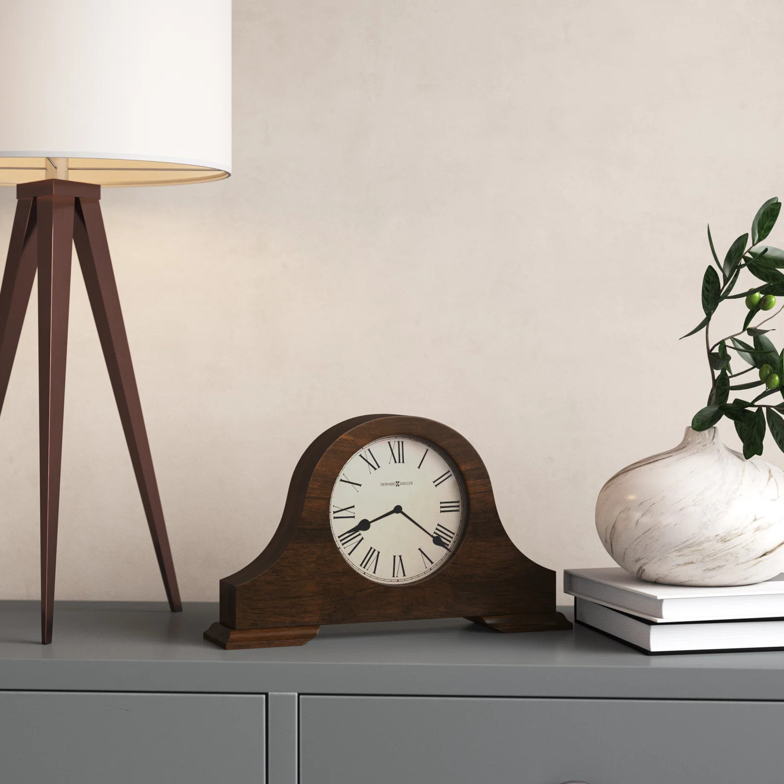 Humphrey Traditional Roman Numeral Wood Quartz Movement / Crystal Tabletop Clock in Hampton Cherr... | Wayfair North America