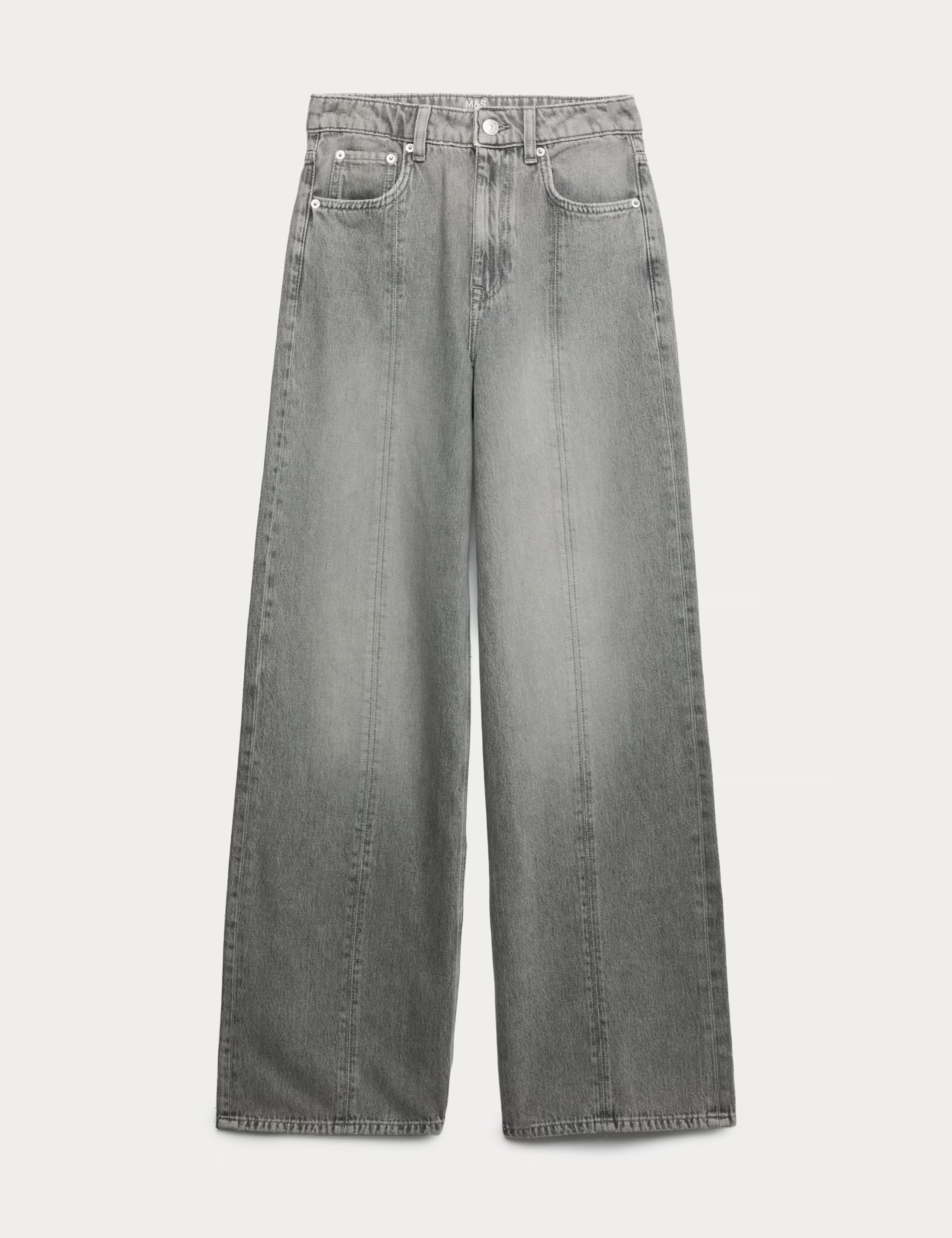 Mid Rise Seam Front Wide Leg Jeans | Marks & Spencer (UK)