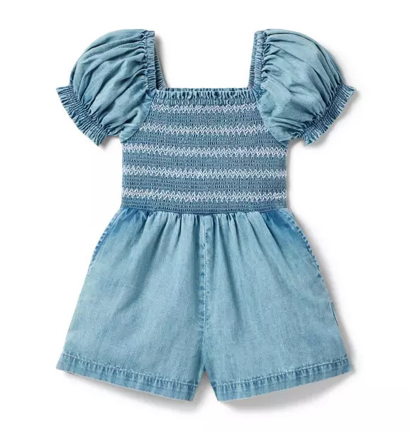 Chambray Smocked Romper | Janie and Jack